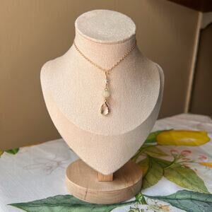 Boho Bridal Prom Milky Jade Pearl Necklace, Victorian, Romantic Cute Elegant